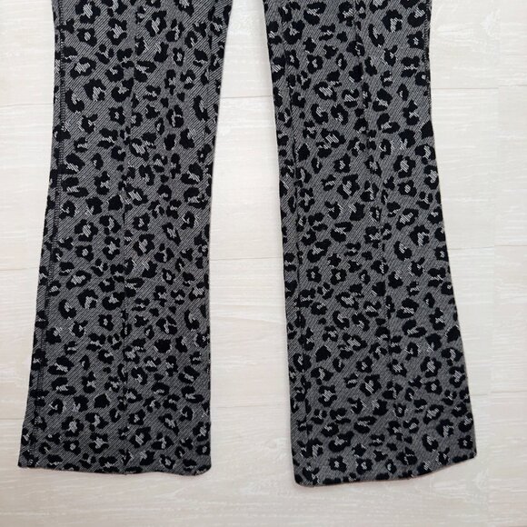 Maeve by Anthropologie Women's Small Gray Leopard Print Mollie Kick Flare Pants - Picture 5 of 7